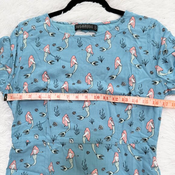 Women Sugarhill Vintage Mermaid Crew Neck Dress in Blue Size US 8 - Picture 5 of 11